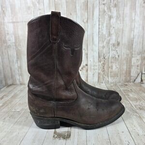 Mason Western Mens Brown Leather Roper Cowboy Boots Vibram Sole Size 10 D 5771